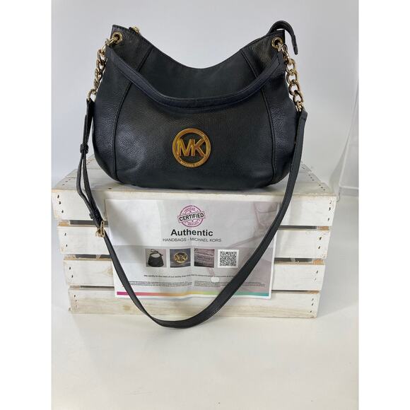 MICHAEL KORS MEDIUM BLACK PEBBLED LEATHER CROSSBODY BAG - Picture 1 of 13